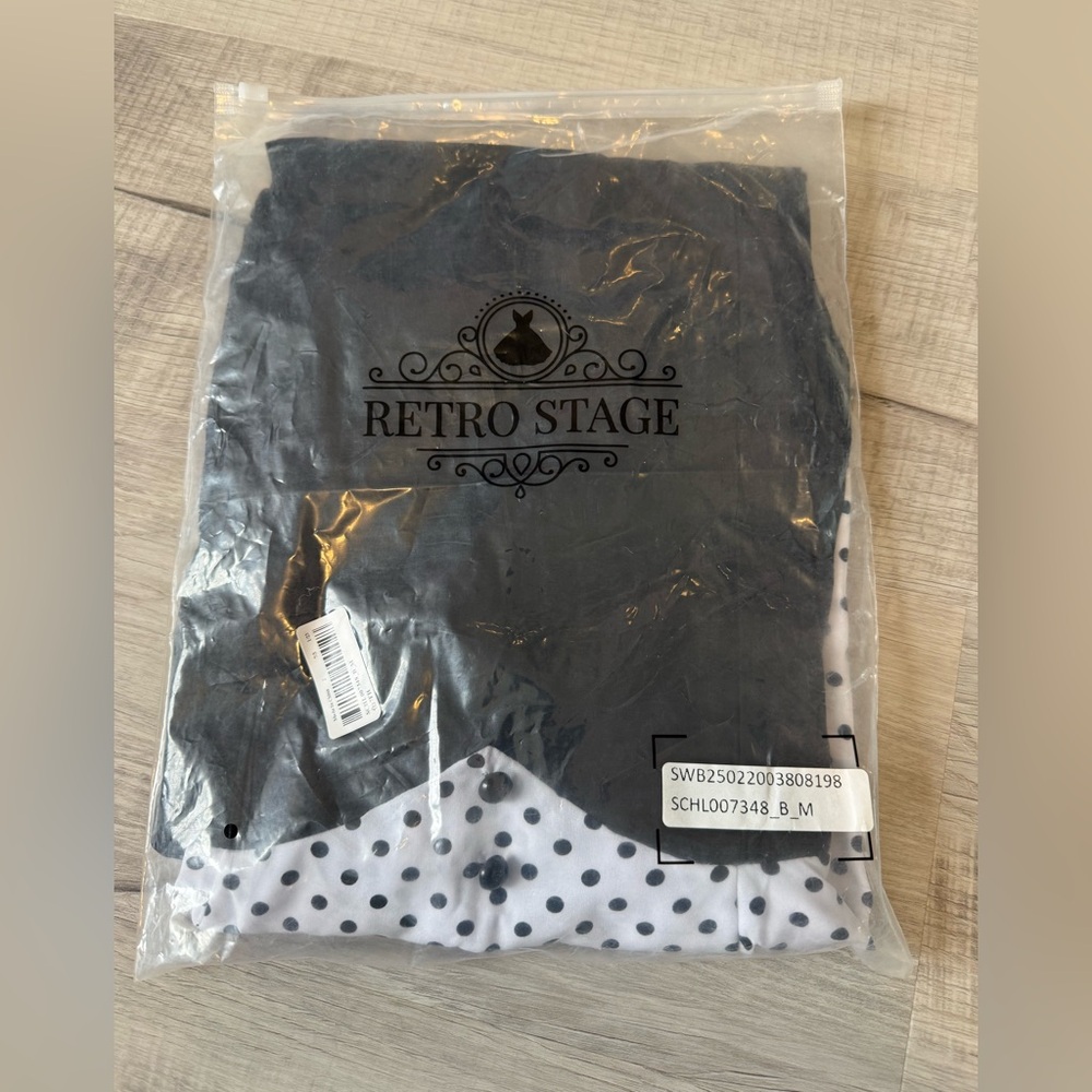 NWT! Retro Stage Black 1930’s Dots Tie Neck Mermaid Dress. Size M - Picture 12 of 12